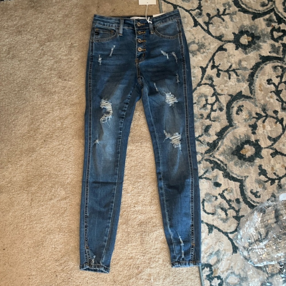 NWT Kancan high rise ankle skinny destroyed jeans in 1/24